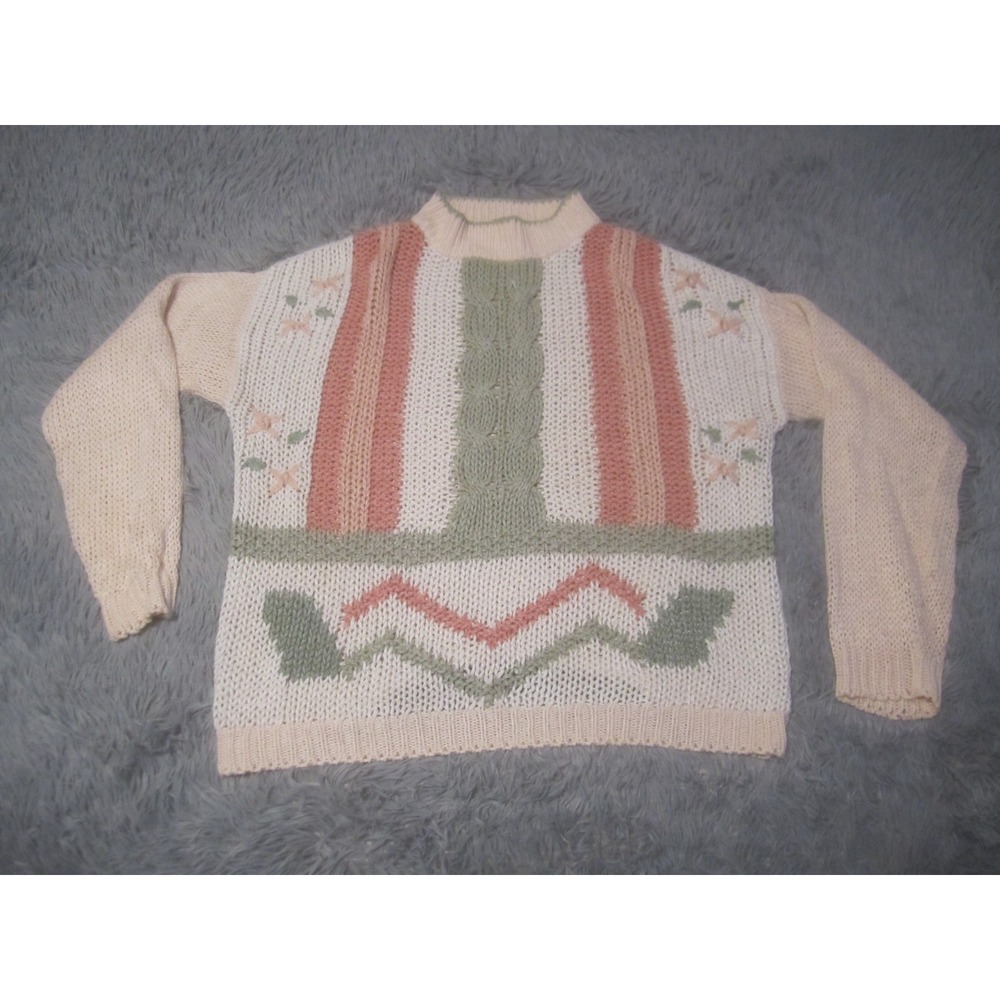 Bramble Lane Sweater Womens Medium Mock Neck Acrylic Ramie Blend Pullover Knit